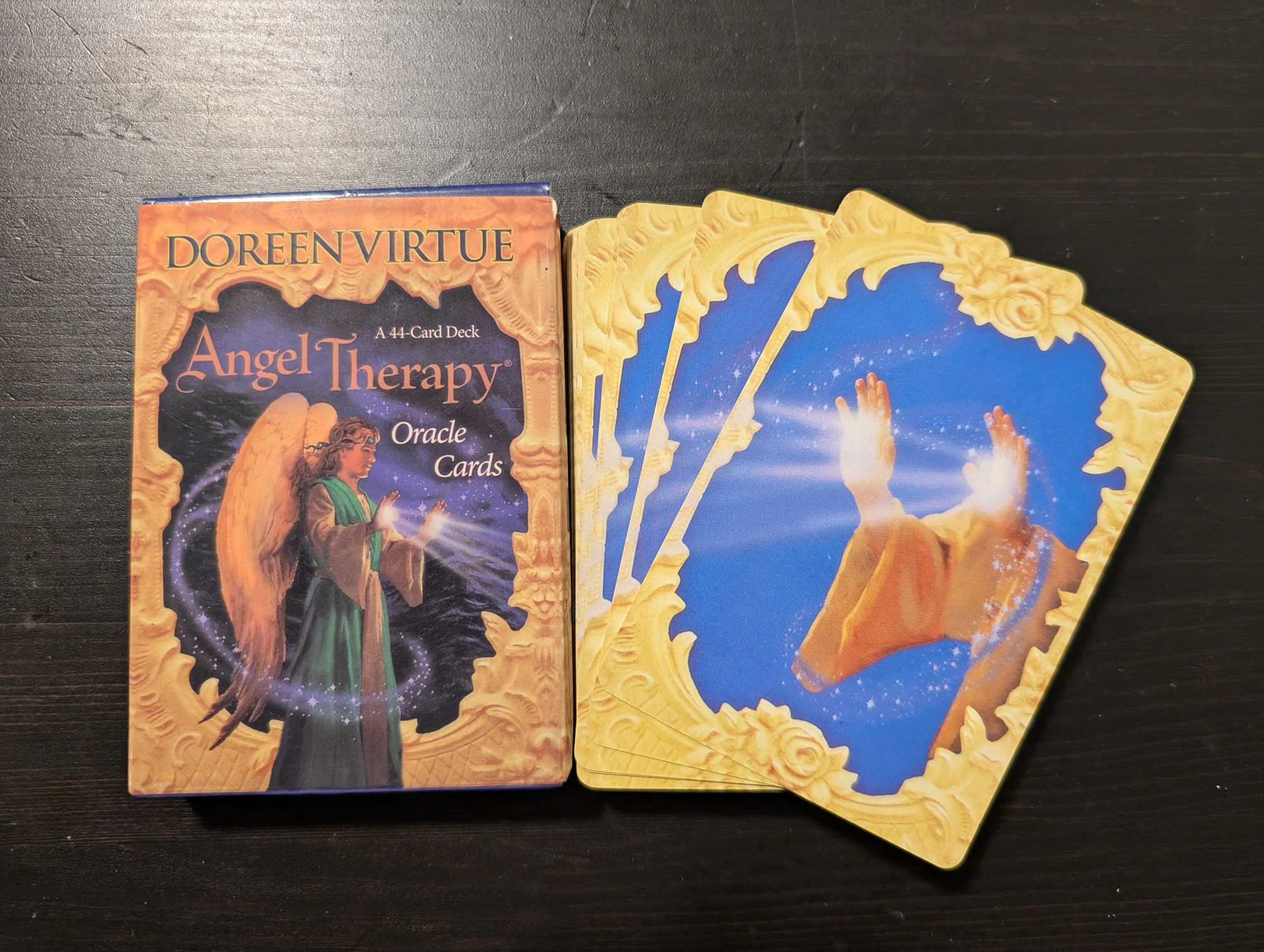 Angel Therapy Oracle Cards box and back of deck stack