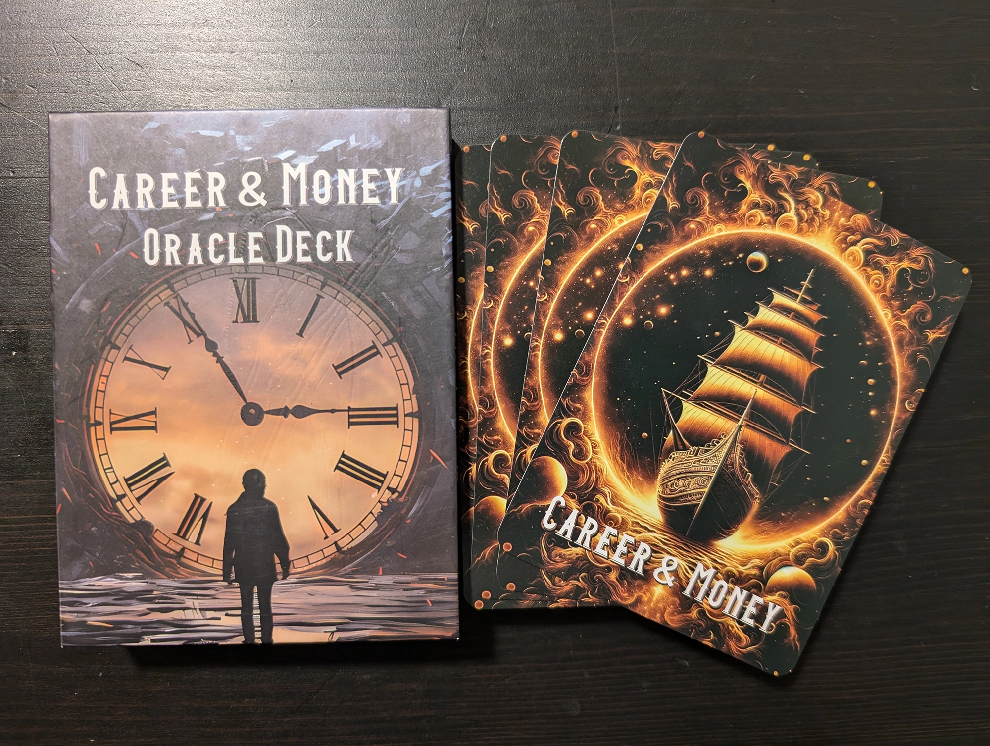 Career & Money Oracle Deck Box and back of card stack