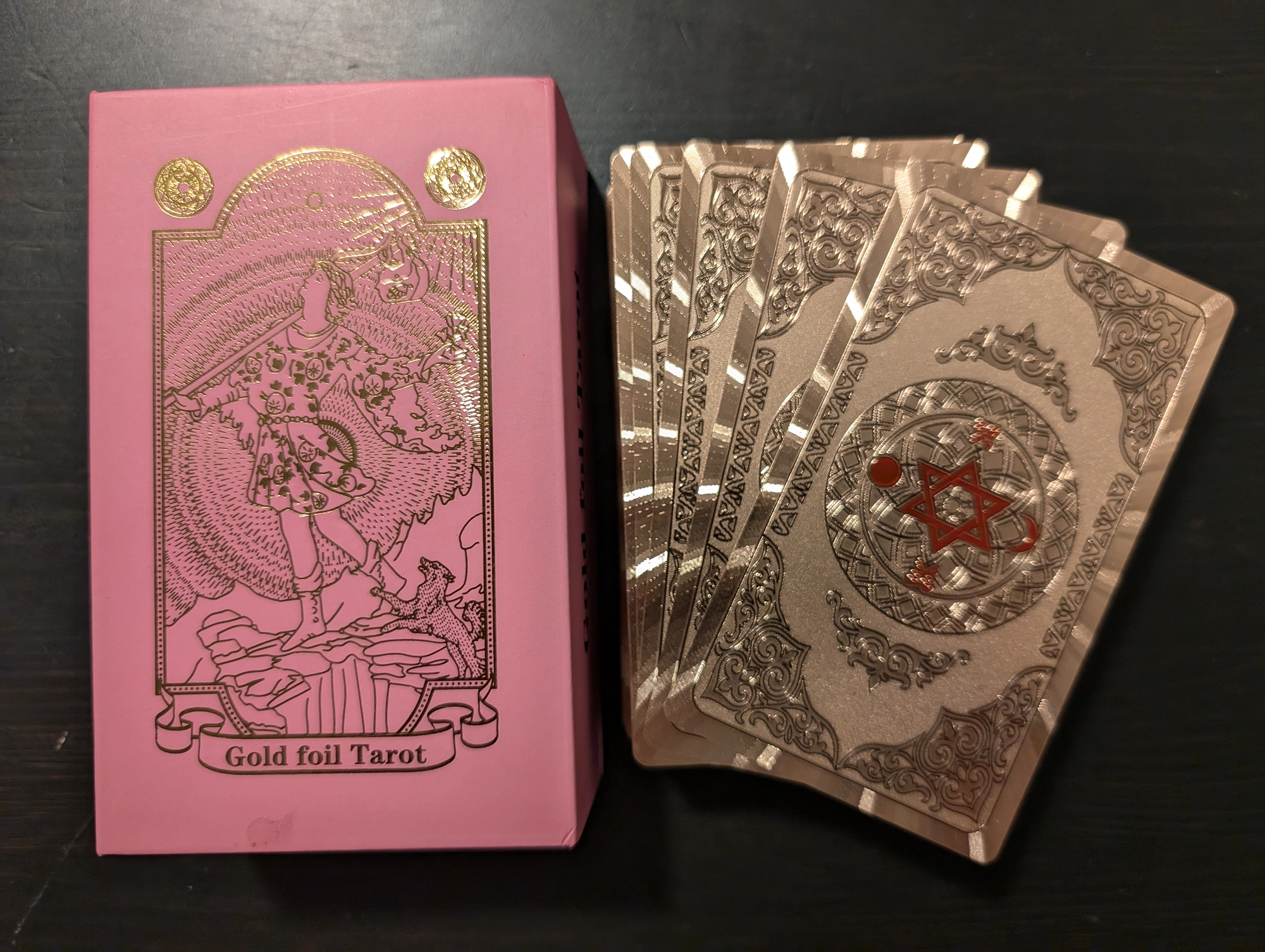 Rose Gold Foil Tarot Box and Back of Deck Stack