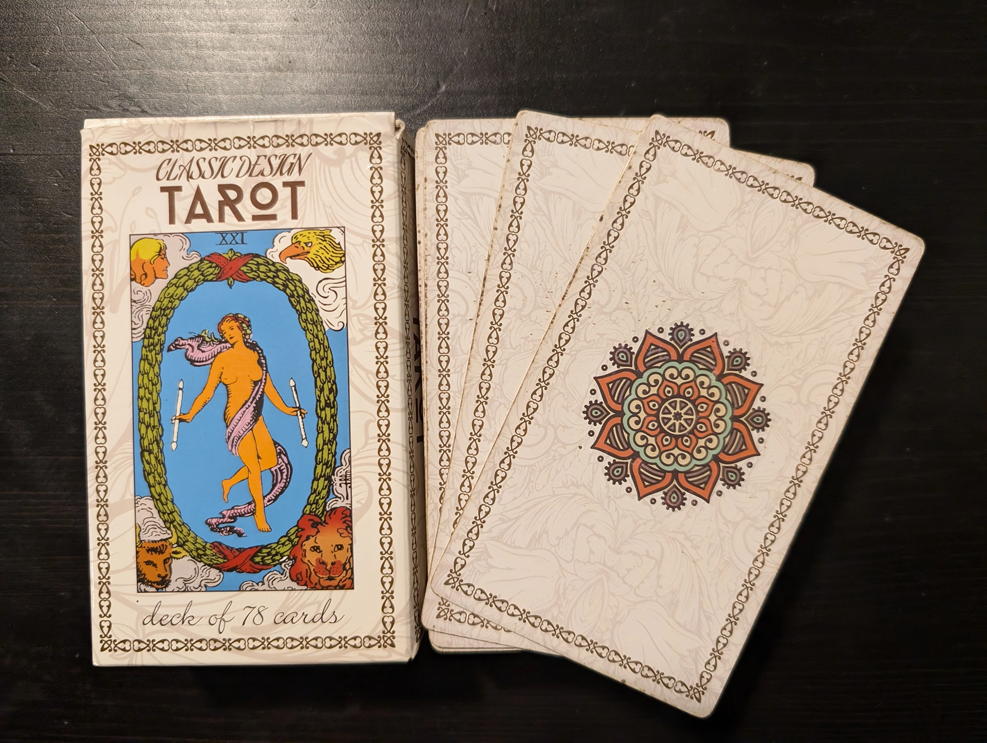 Classic Design Tarot box and back of card stack