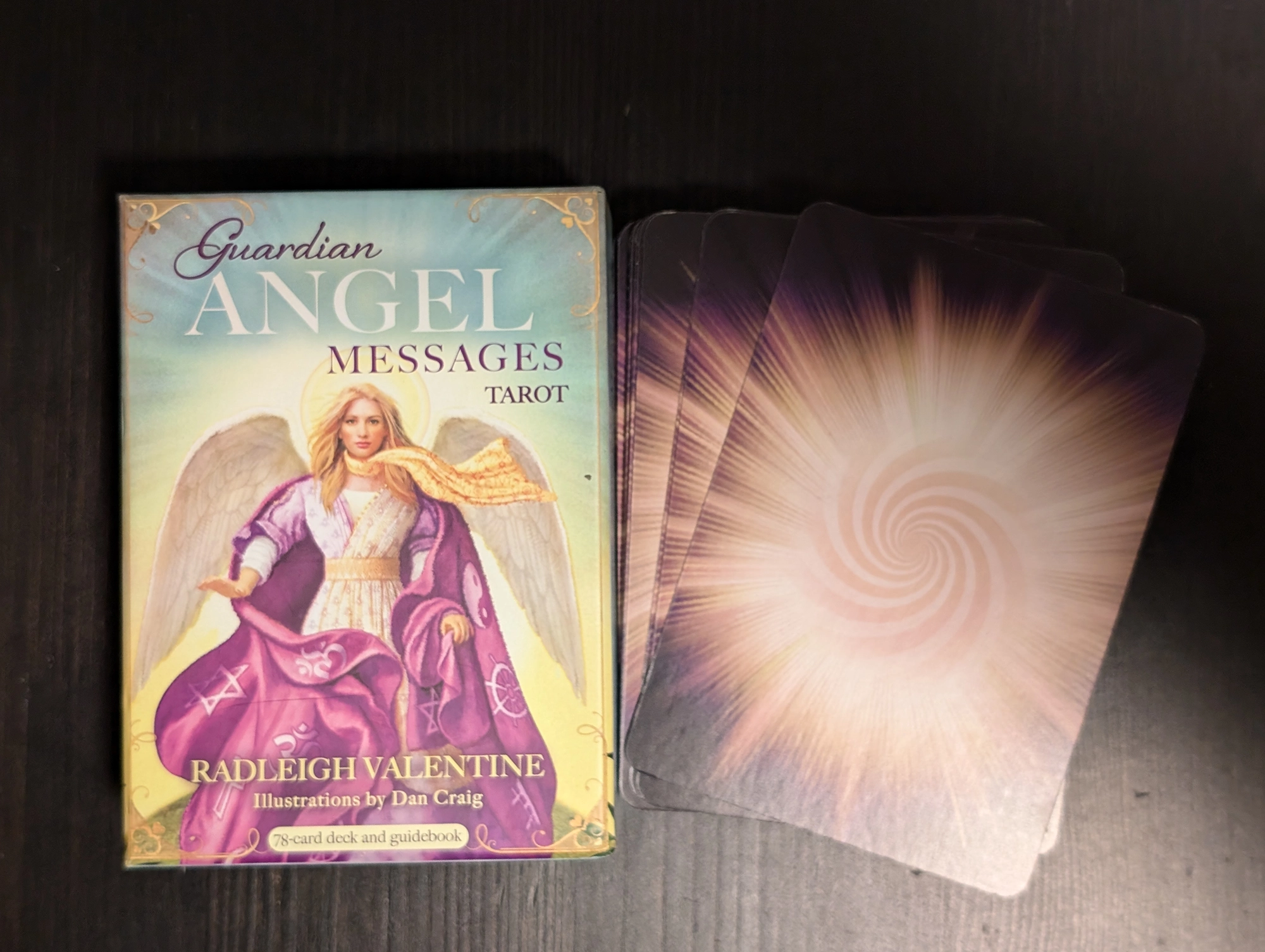 Guardian Angel Messages Tarot box and back of card stack