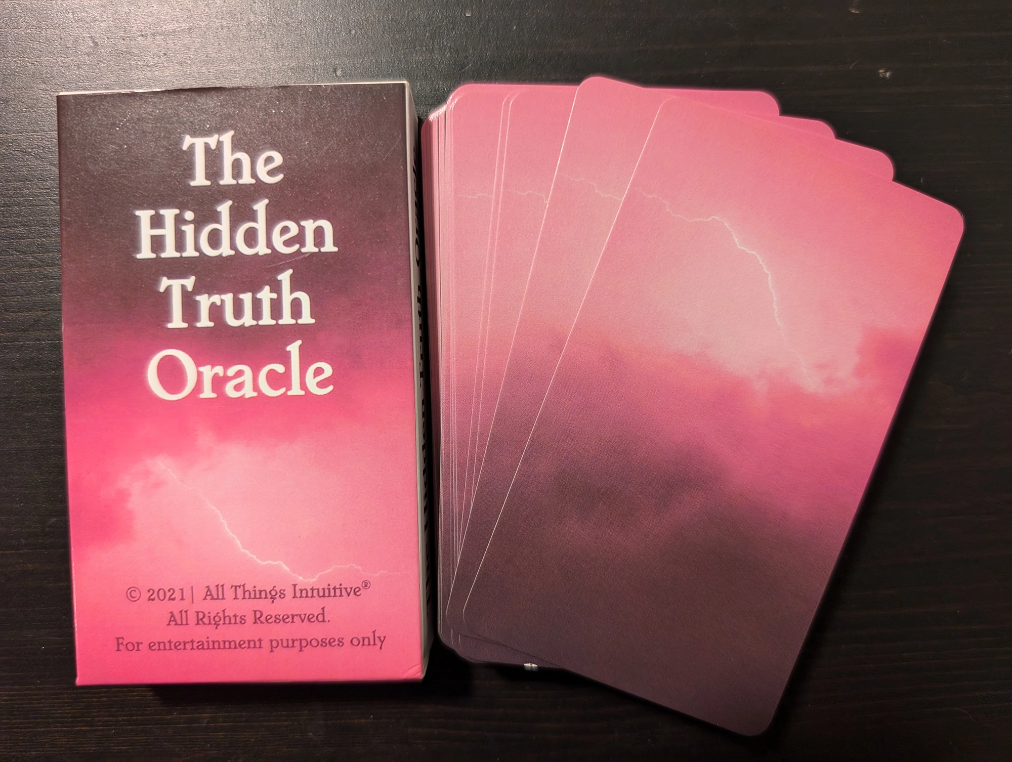 Hidden Truths Oracle Box and back of card stack