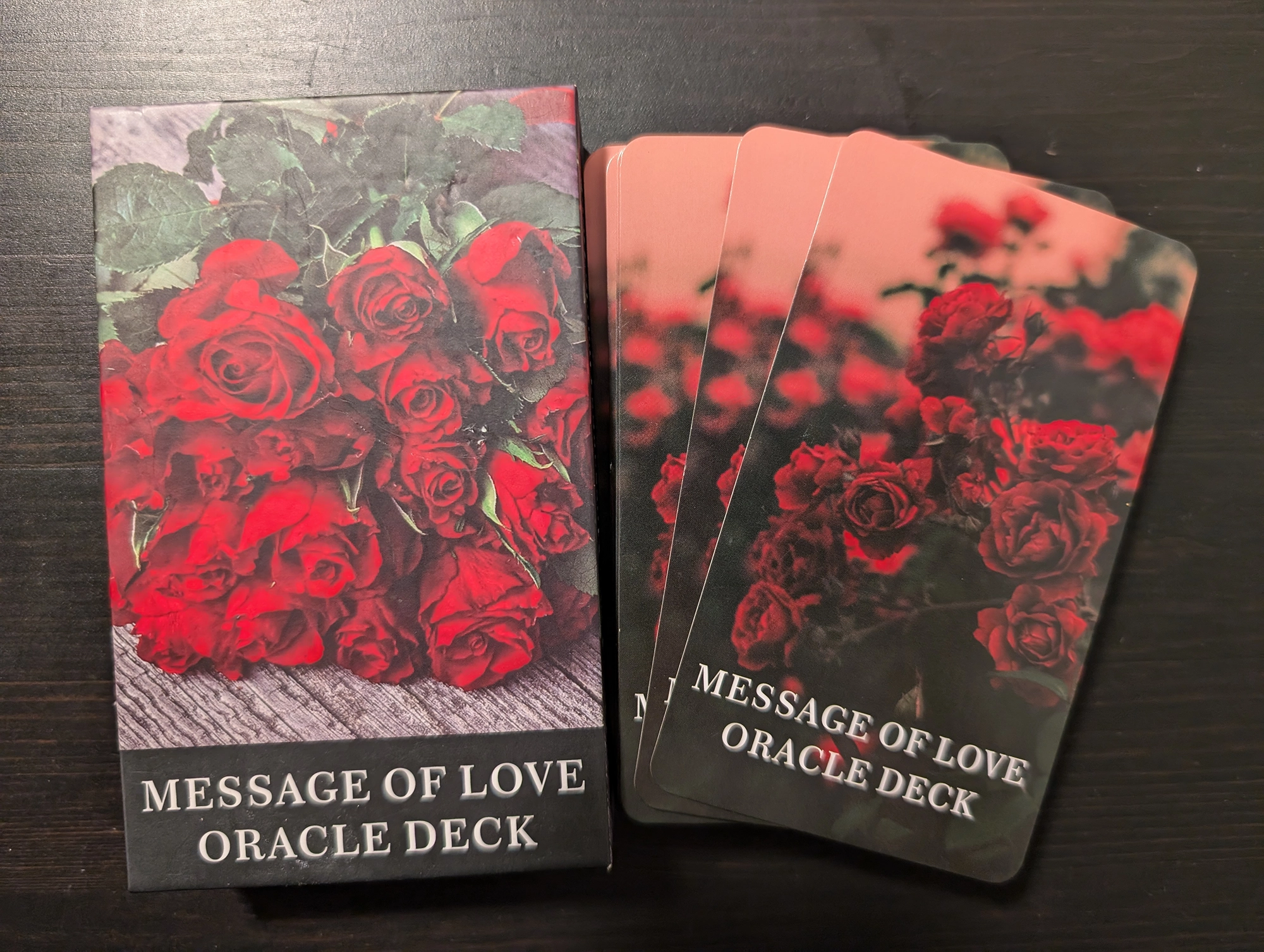 Messages of Love Oracle Deck box and back of card stack