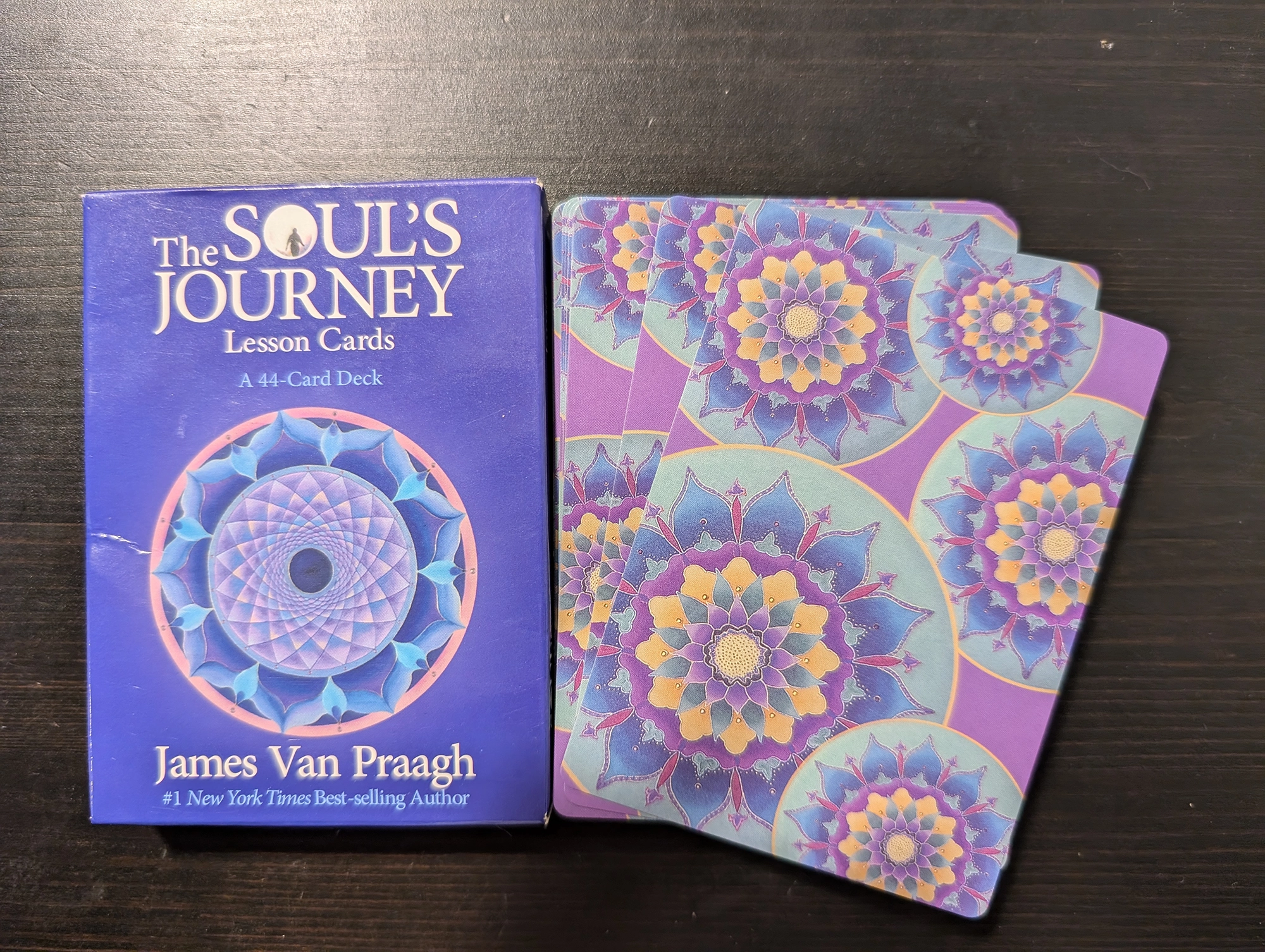 The Soul's Journey Lesson Cards box and the back of deck stack