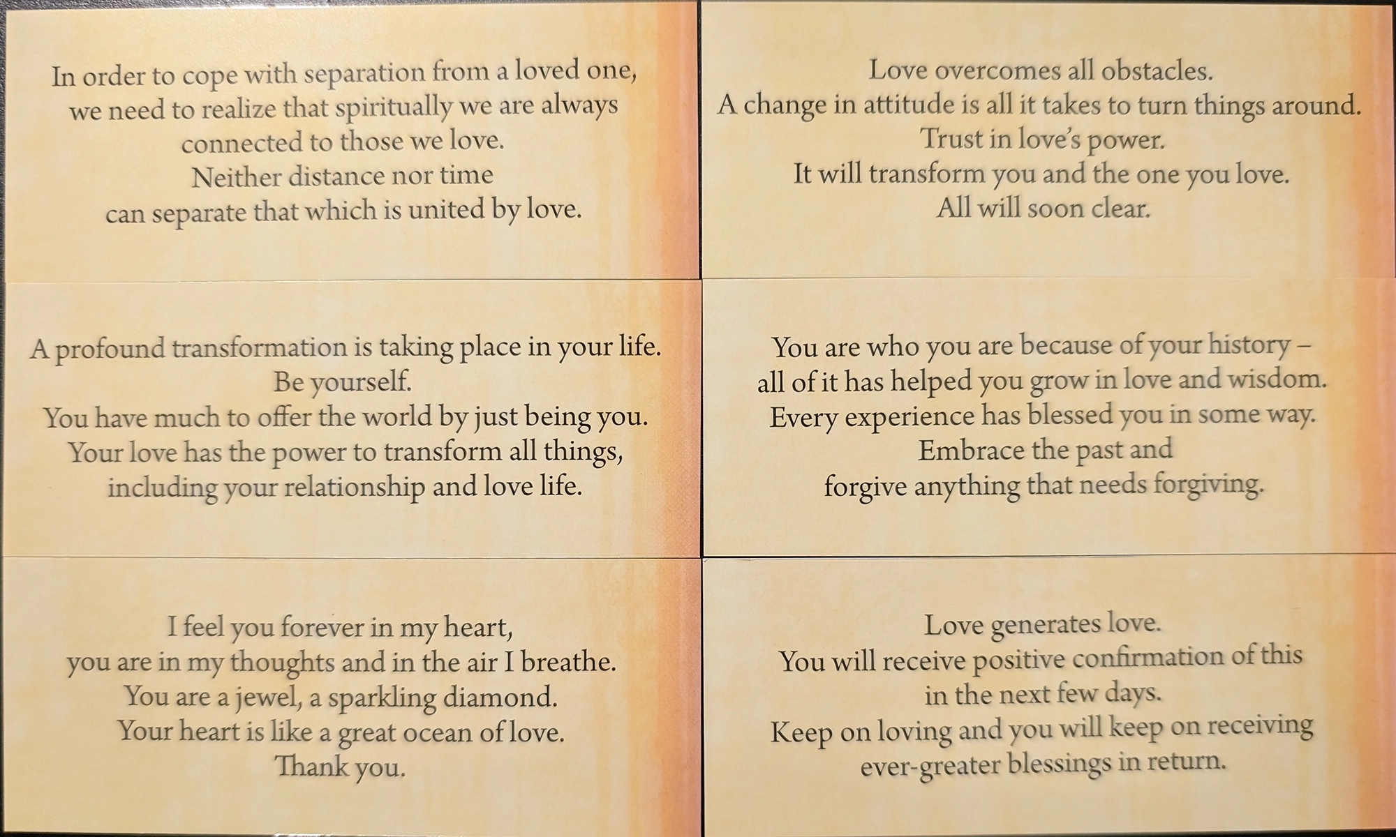 6 cards from the Soul Mate Cards oracle deck