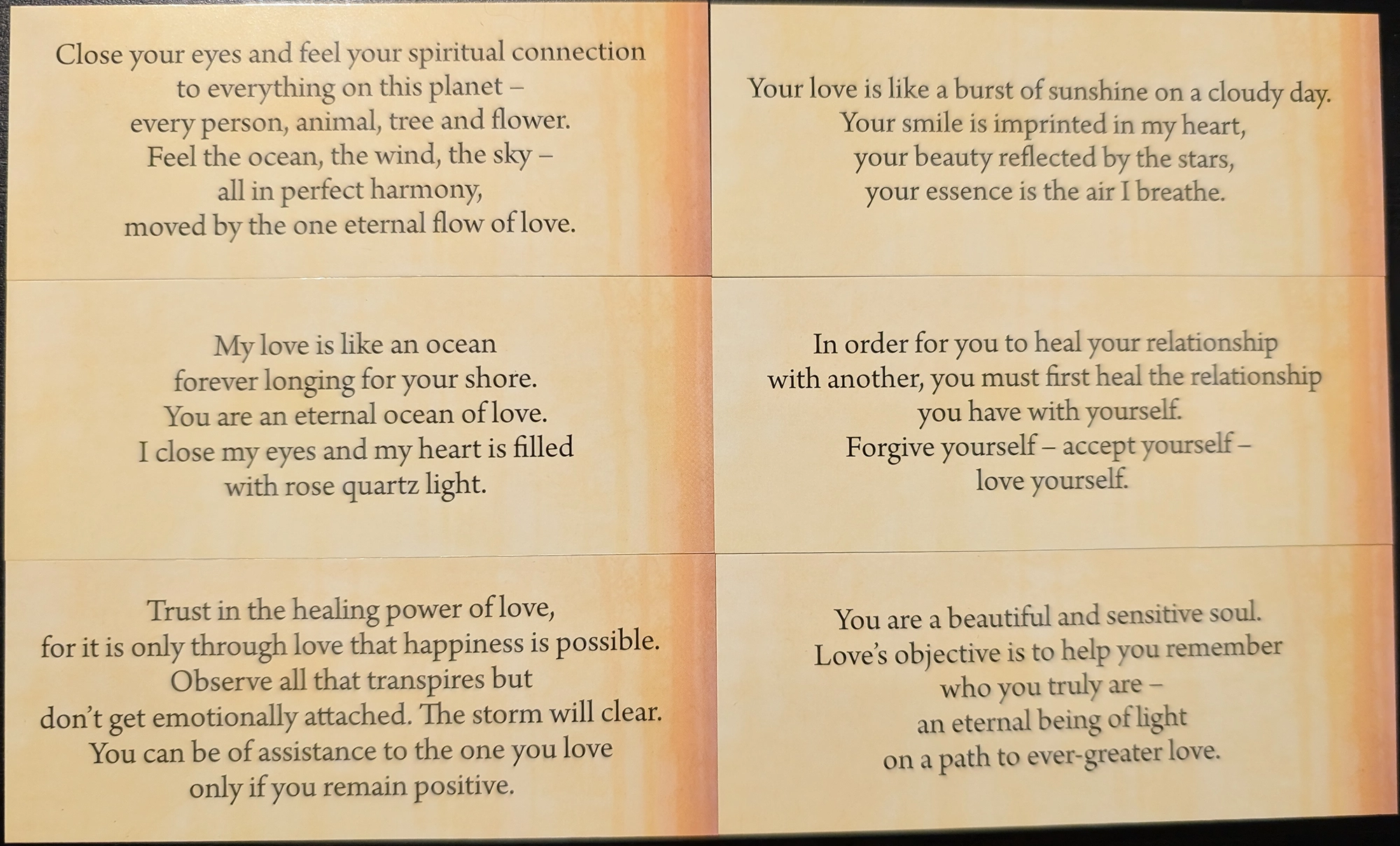 6 cards from the Soul Mate Cards oracle deck